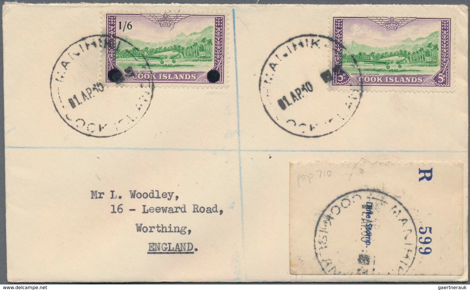 Cook-Inseln: 1930/1931, Two Registered Covers From MANIHIKI-Islands With Different Cancels To Great - Cookeilanden