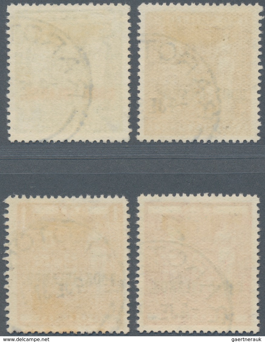 Cook-Inseln: 1936-44 Set Of Four New Zealand Postal Fiscals Optd. "COOK ISLANDS.", On Thick Cowan Pa - Cookinseln