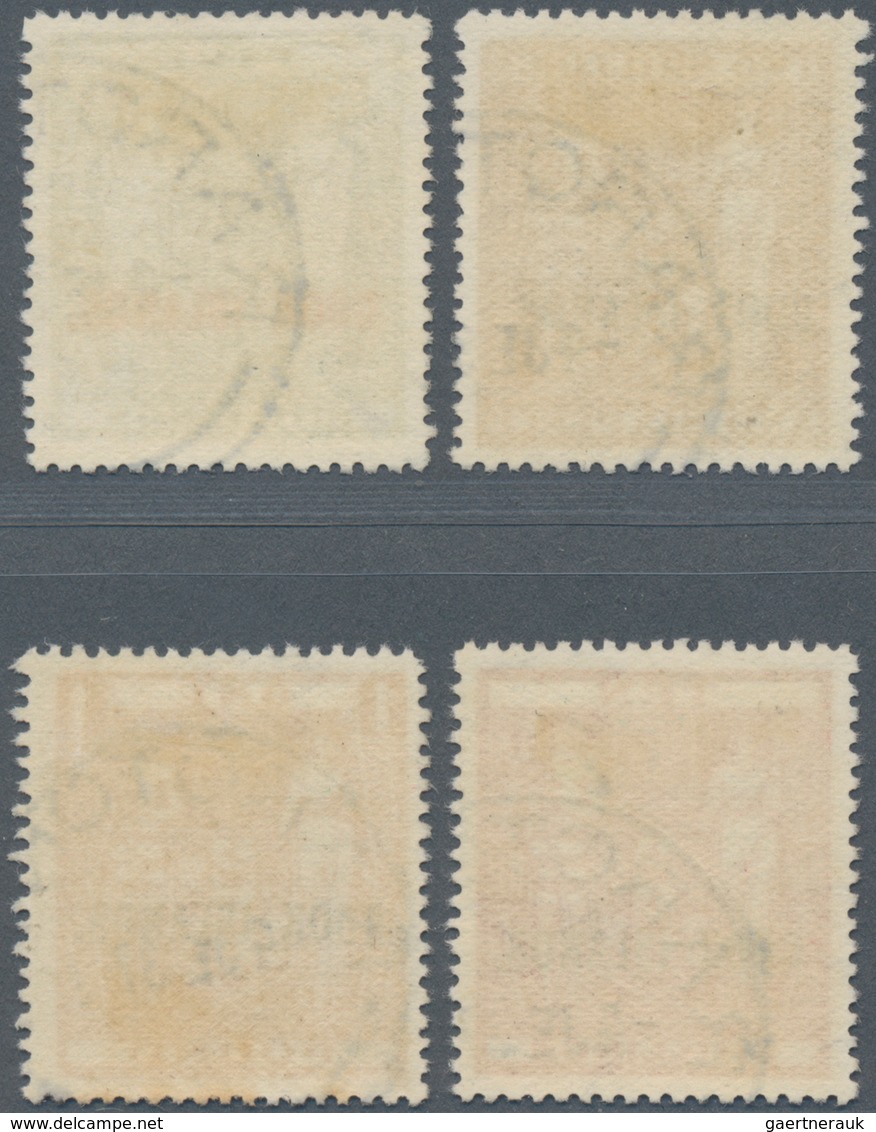 Cook-Inseln: 1936-44 Set Of Four New Zealand Postal Fiscals Optd. "COOK ISLANDS.", On Thick Cowan Pa - Cook Islands