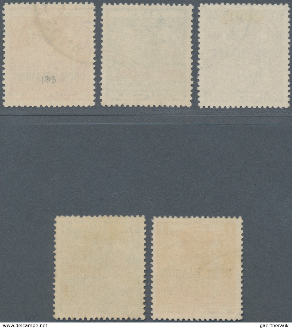 Cook-Inseln: 1943-54 Set Of Five New Zealand Postal Fiscals Optd. "COOK ISLANDS.", Wmk Mult 'NZ Abov - Cookinseln