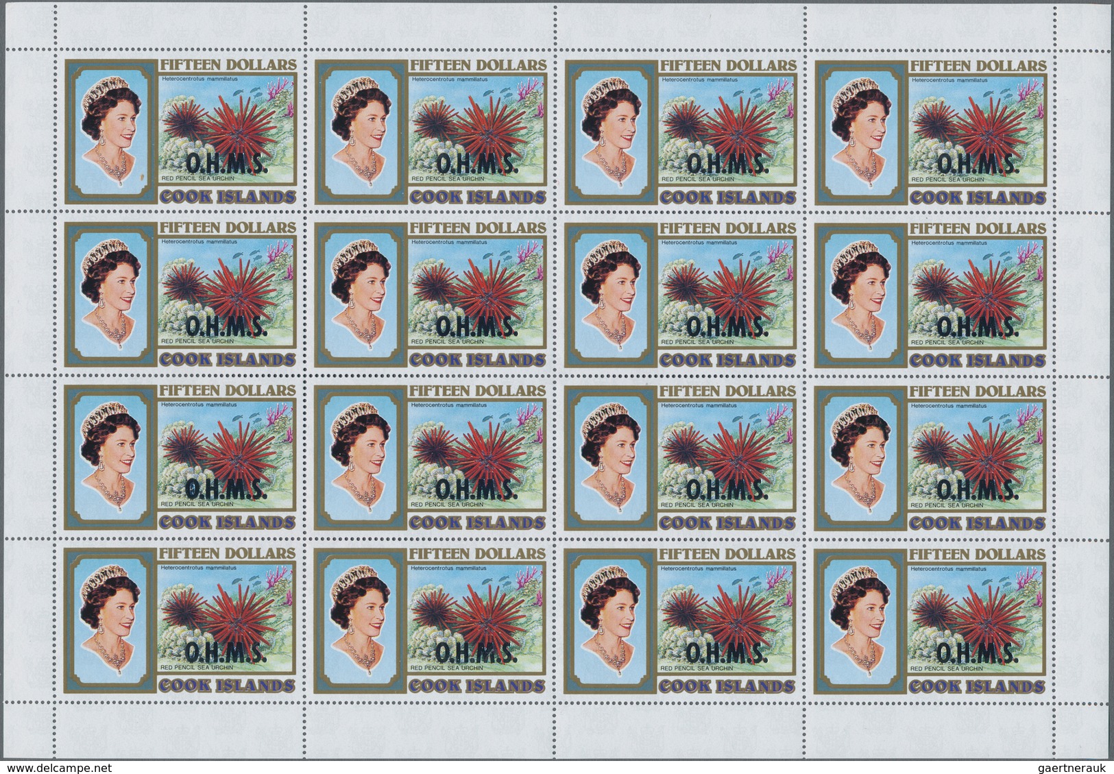 Cook-Inseln - Dienstmarken: 1990 (ca.), Michel Number 1408 With Overrprint O.H.M.S. In Full Sheet Of - Cook