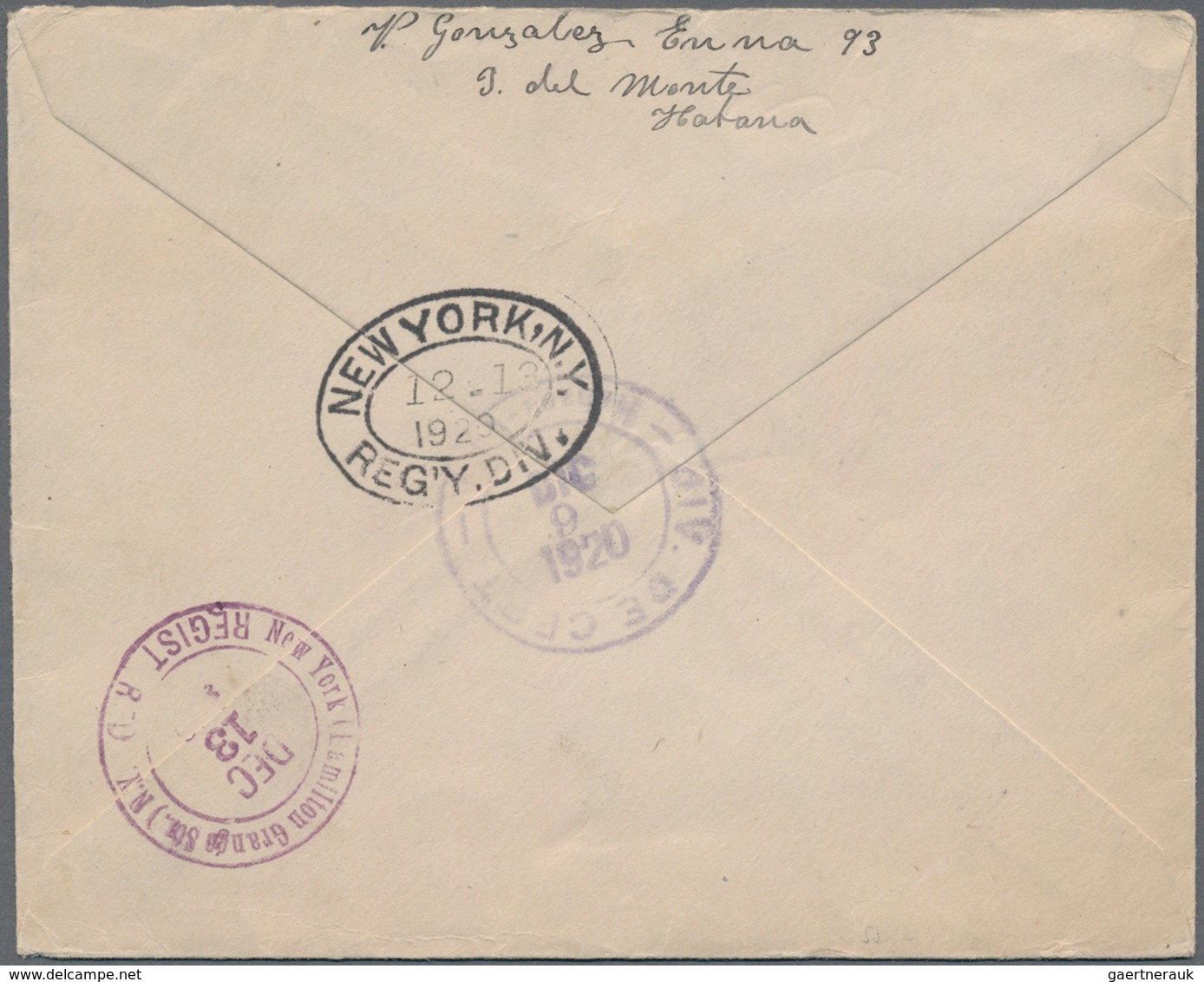 Cuba: 1912/1920, Two Registered Avis De Reception Letters From Havanna To San Francisco Resp. New Yo - Altri & Non Classificati