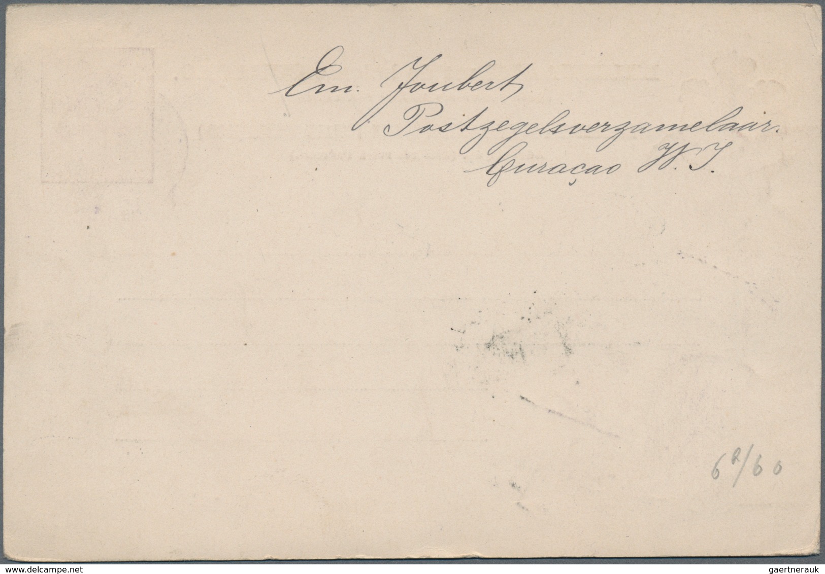 Curacao: 1890/91, Stationery Reply Card 5 C. (answer Card Unused) Sent From "CURACAO 10 1 1891" Via - Curaçao, Nederlandse Antillen, Aruba