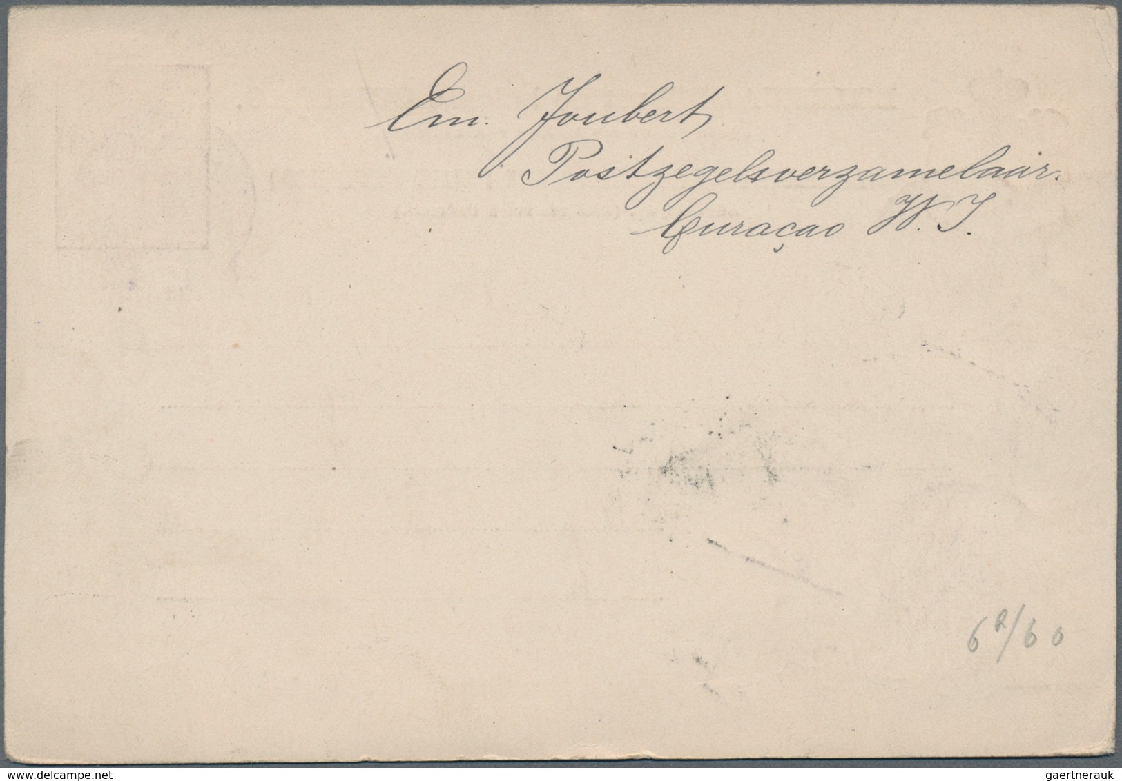 Curacao: 1890/91, Stationery Reply Card 5 C. (answer Card Unused) Sent From "CURACAO 10 1 1891" Via - Curacao, Netherlands Antilles, Aruba