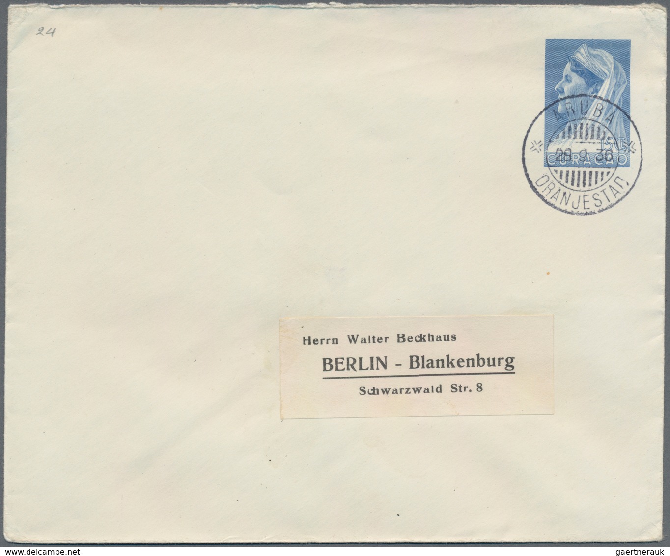 Curacao: 1936, Two Stationery Envelopes: 12½ C Green And 15 C Blue Both Sent From "ARUBA 28.9.36" To - Curaçao, Nederlandse Antillen, Aruba