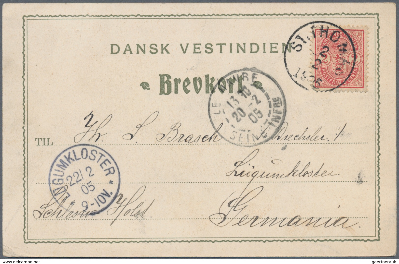 Dänisch-Westindien: 1905 Picture Postcard With View Of St. Thomas (Barrack For Military Use) Franked - Dänische Antillen (Westindien)