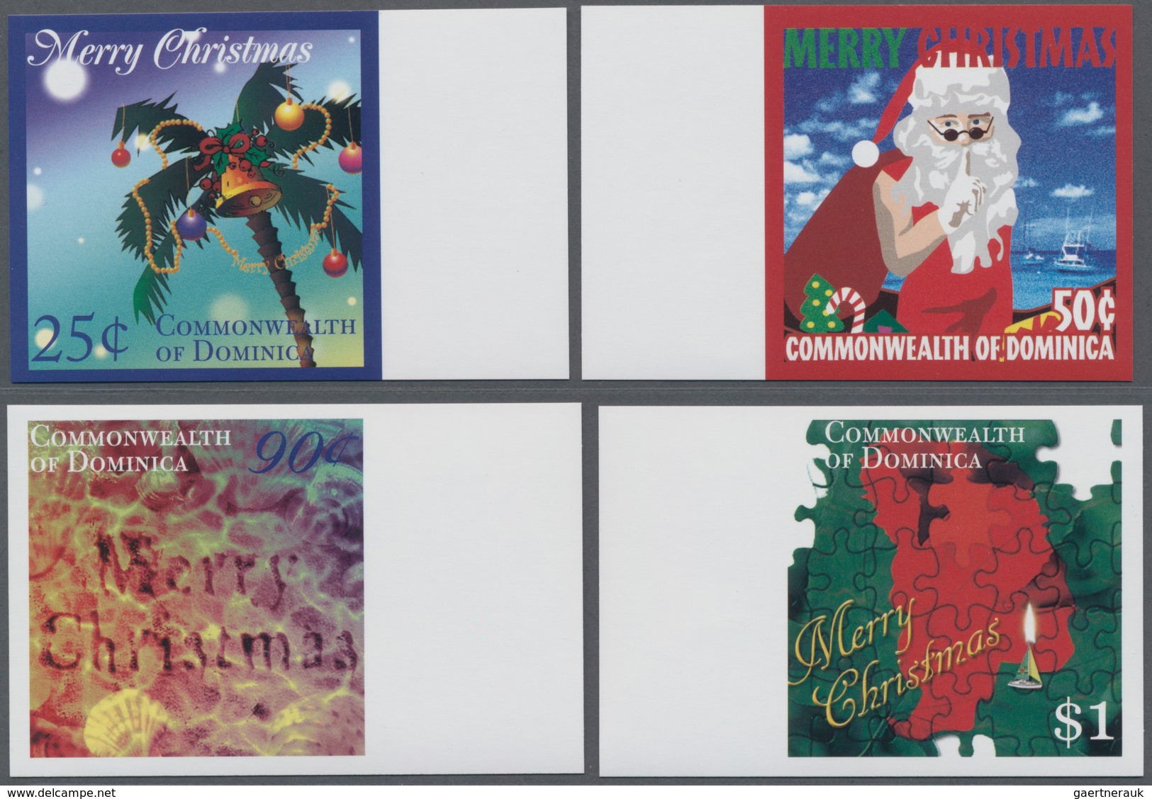 Dominica: 2007, Christmas Complete IMPERFORATE Set Of Four From Left Or Right Margins, Mint Never Hi - Dominica (...-1978)