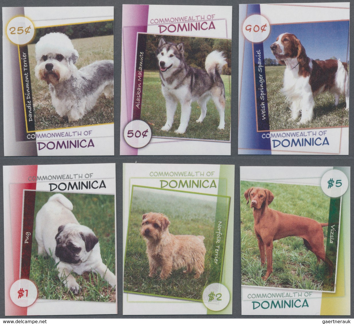 Dominica: 2008, Dogs Complete IMPERFORATE Set Of Six, Mint Never Hinged And Scarce! - Dominica (...-1978)