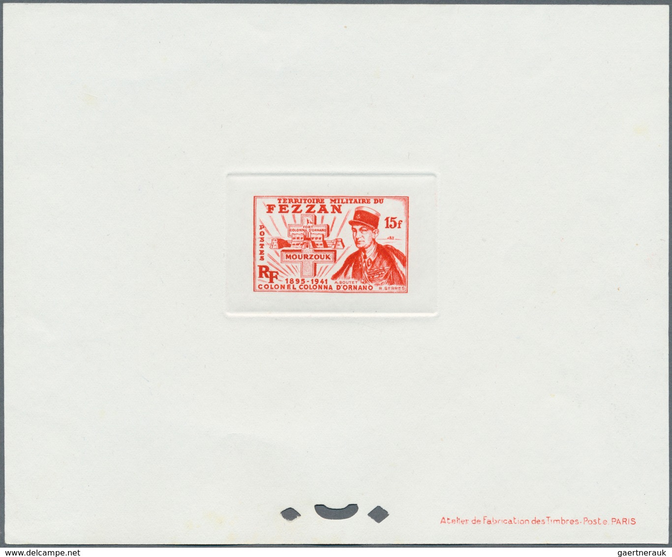 Fezzan: 1949. Lot With Eight Single Epreuves D'atelier For Some Stamps Of The Definitives Set (Sc #2 - Brieven En Documenten