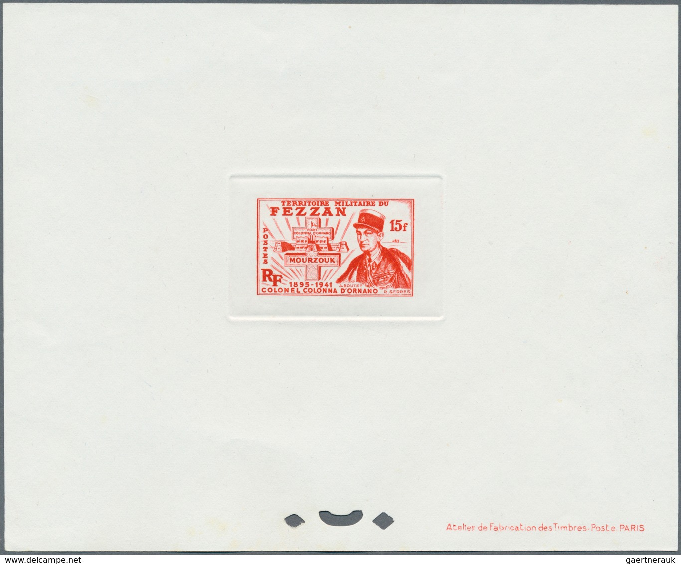 Fezzan: 1949. Lot With Eight Single Epreuves D'atelier For Some Stamps Of The Definitives Set (Sc #2 - Covers & Documents