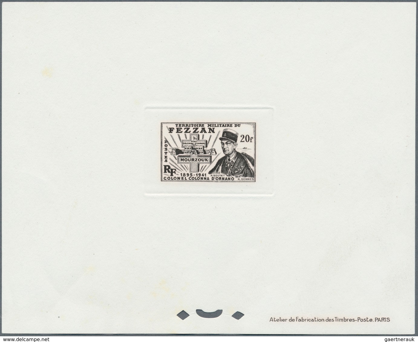 Fezzan: 1949. Lot With Eight Single Epreuves D'atelier For Some Stamps Of The Definitives Set (Sc #2 - Covers & Documents