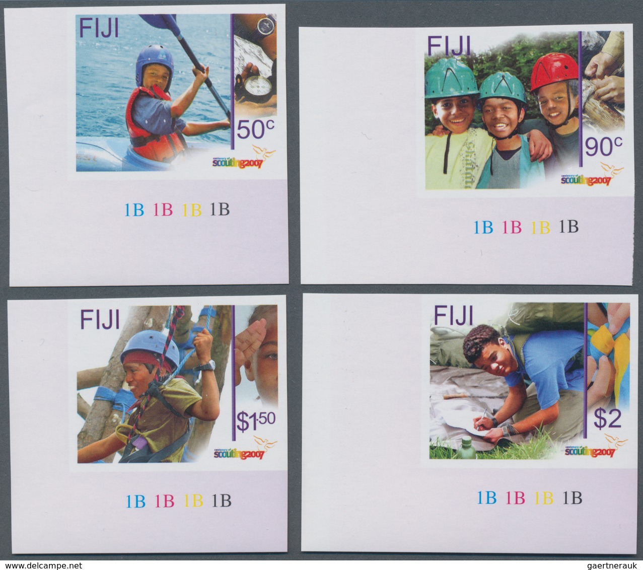 Fiji-Inseln: 2007, Centenary Of Scouting Complete IMPERFORATE Set Of Four From Lower Left Corners Wi - Fidschi-Inseln (...-1970)