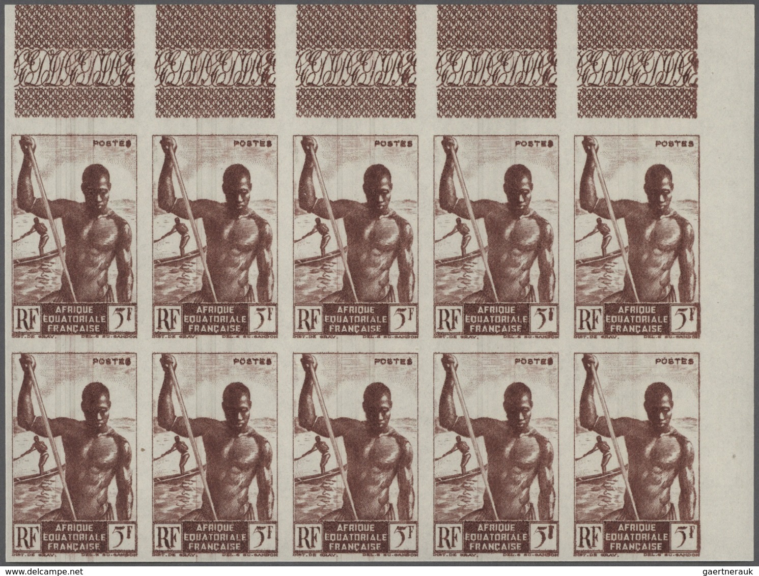 Französisch-Äquatorialafrika: 1947, definitive issue (Rhinoceros, jungle, mountains and native peopl