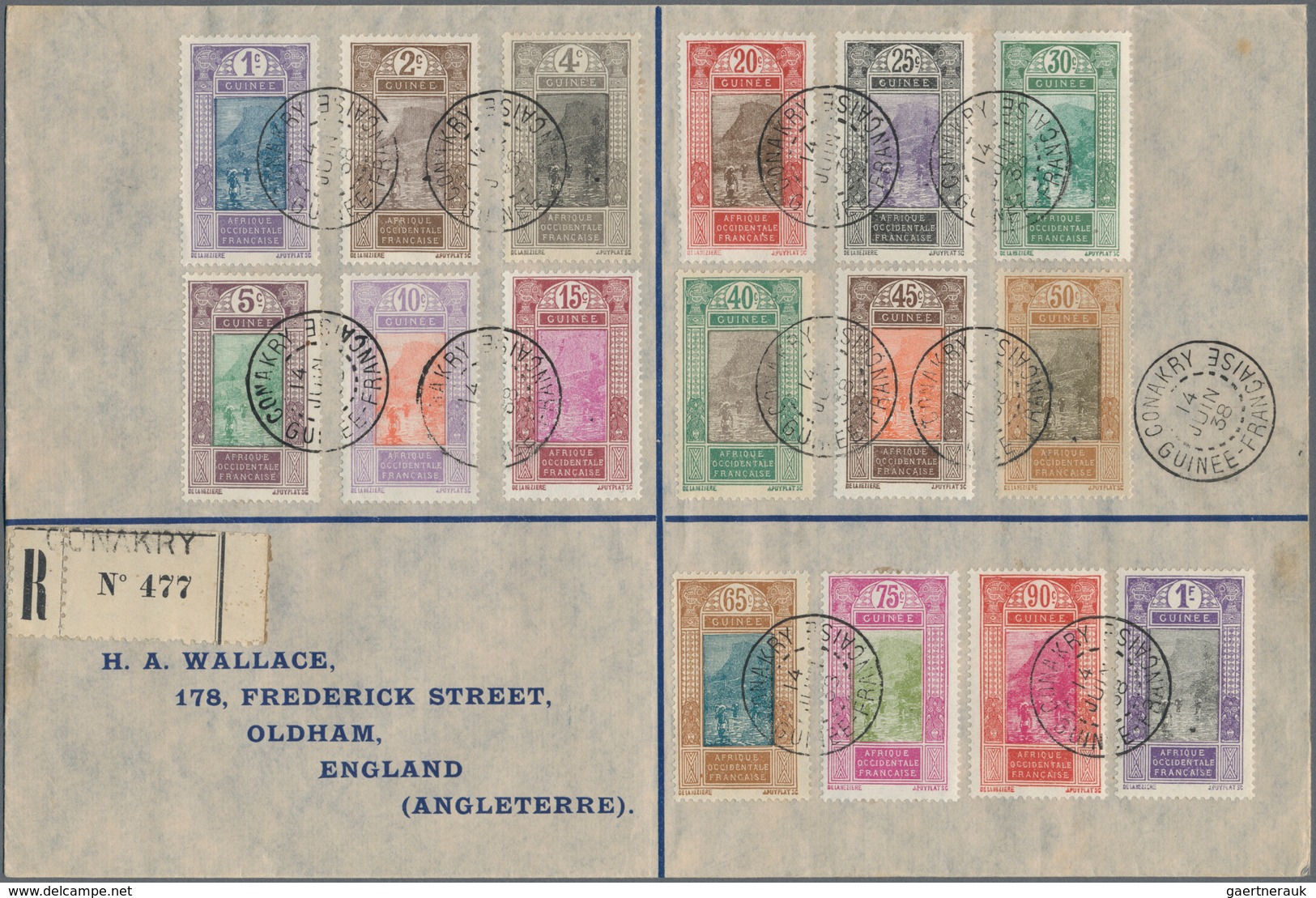 Französisch-Guinea: 1938 Cover Franked With 20 Stamps Of The Issue Landscapes, No Complete Set, In G - Other & Unclassified