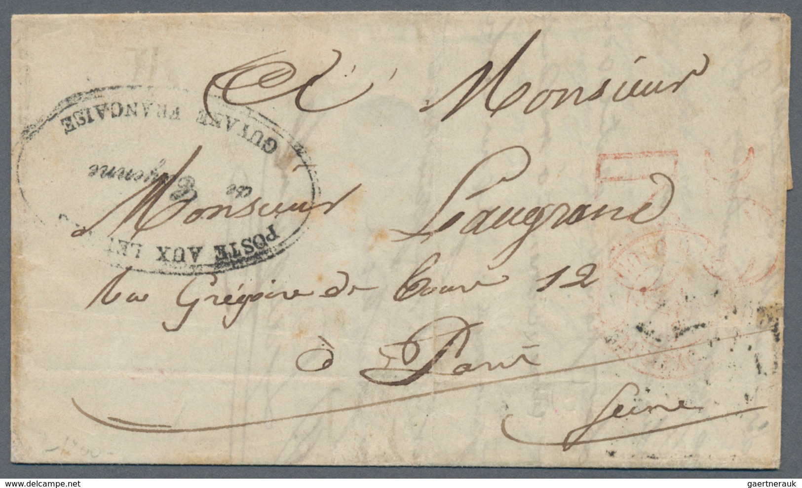 Französisch-Guyana: 1853, Prisoner's Letter, Some Parts Missing, With Large Oval "POSTE AUX LETTRES - Brieven En Documenten