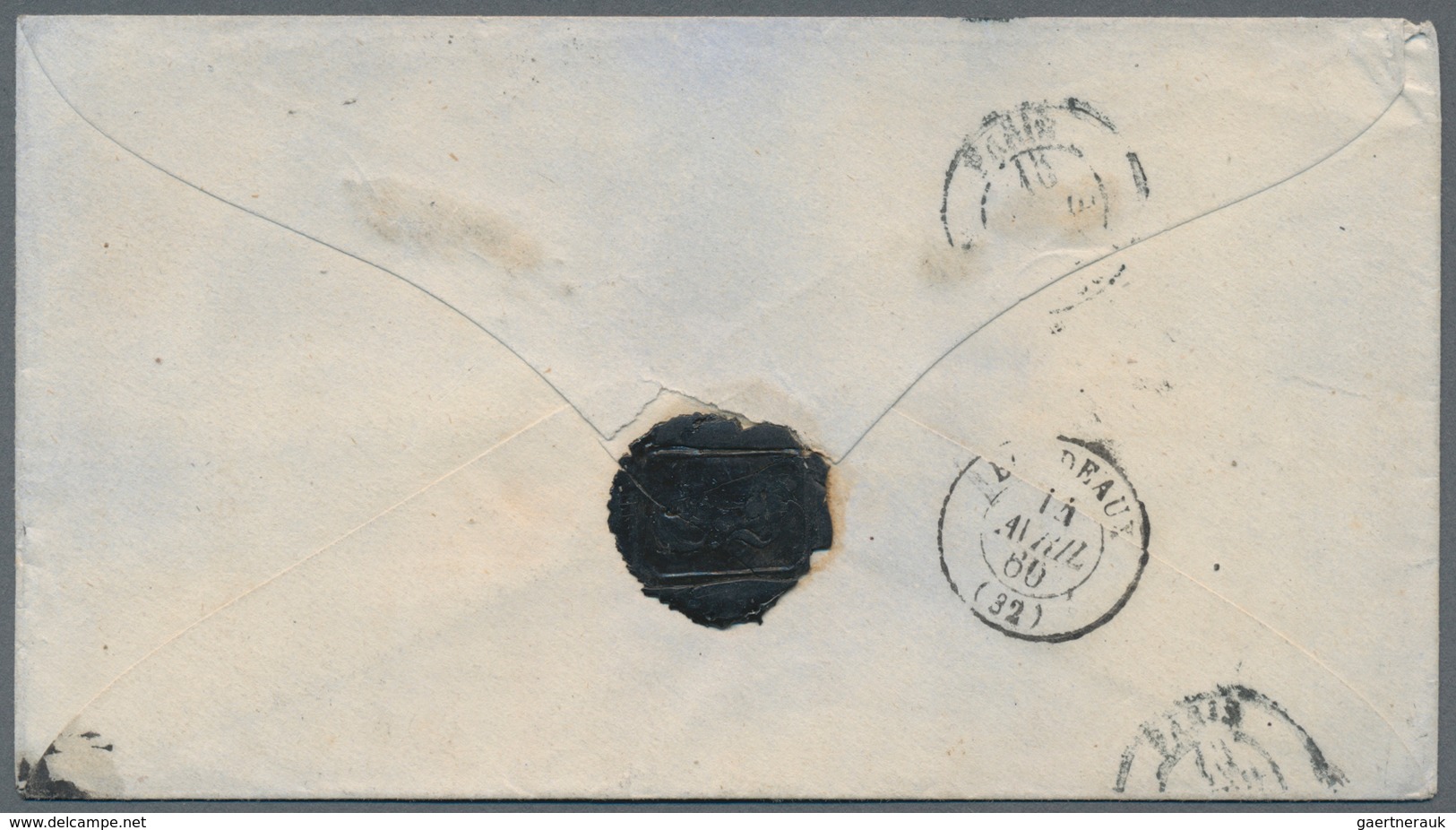 Französisch-Guyana: 1860, Envelope With Double Circle "CAYENNE - GUYANE FRANCAIS" Sent "Par Le Packe - Brieven En Documenten