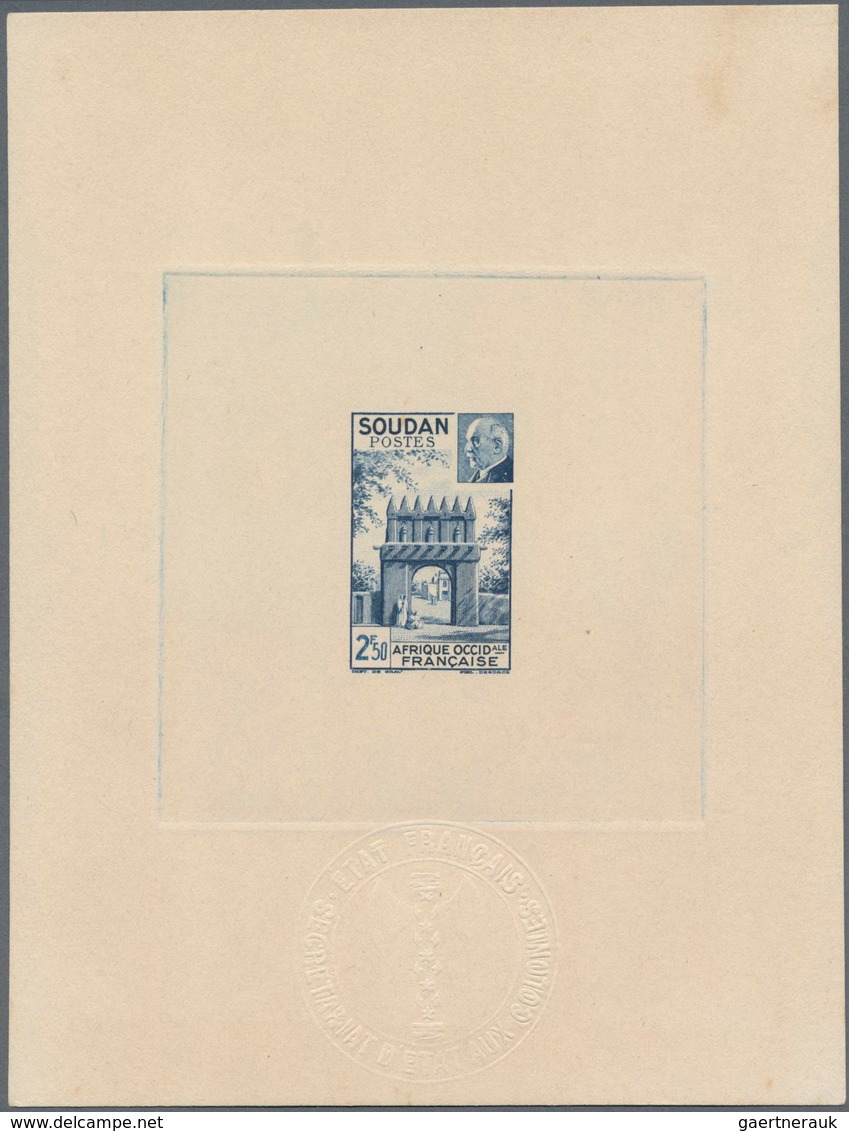 Französisch-Sudan: 1941, 1 F Green And 2.50 F Blue PETAIN Two Proofs On Papier 11,7x15,6 - Ongebruikt