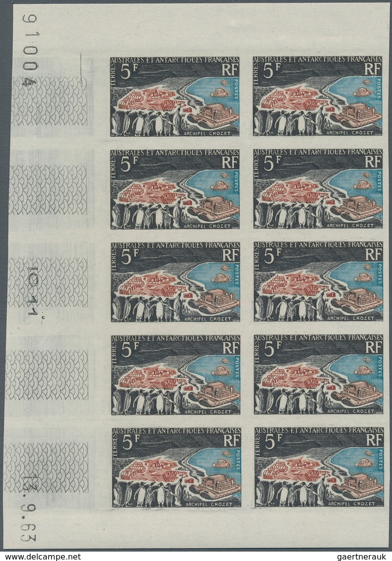 Französische Gebiete In Der Antarktis: 1963, 5fr. Crozet Islands, Imperforate Marginal Block Of Ten - Briefe U. Dokumente