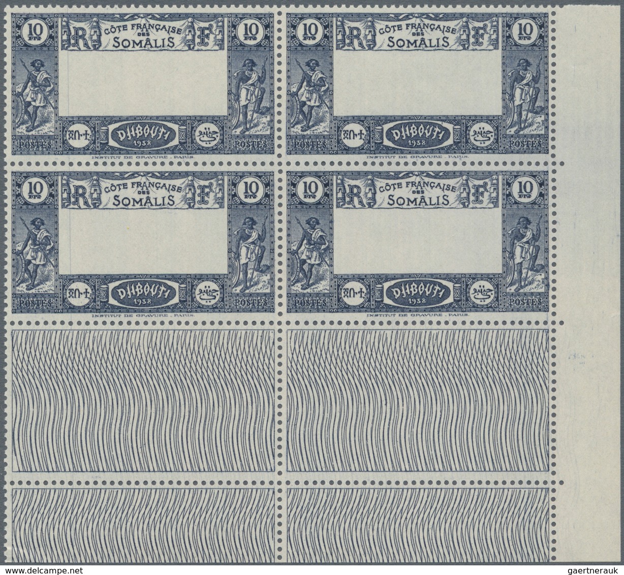 Französische Somaliküste: 1938, View Of Djibouti Definitive 10fr. Dark Blue/(greenish Blue) With MIS - Briefe U. Dokumente