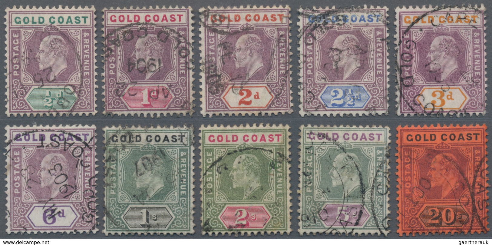 Goldküste: 1902 KEVII. Set Of 10 Up To 20s. Except The 10s., All Fine Used. (SG About £400) - Gold Coast (...-1957)