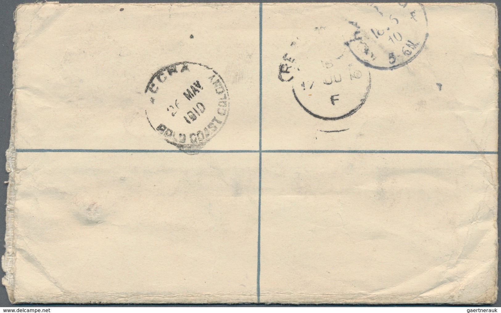 Goldküste: 1910 (19.5.), Registered Letter KEVII 2d.+1d. Brown Uprated With KEVII 1d. Red Used From - Côte D'Or (...-1957)