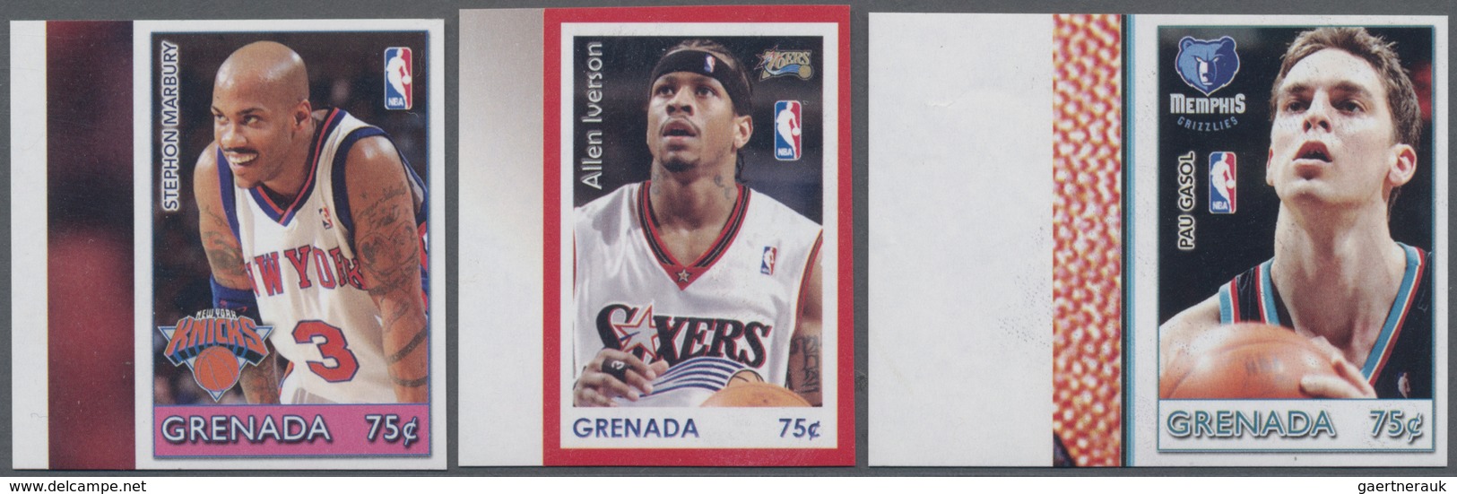 Grenada: 2004, Basketball Players Of North American League (NBA) Complete IMPERFORATE Set Of Three F - Grenada (...-1974)