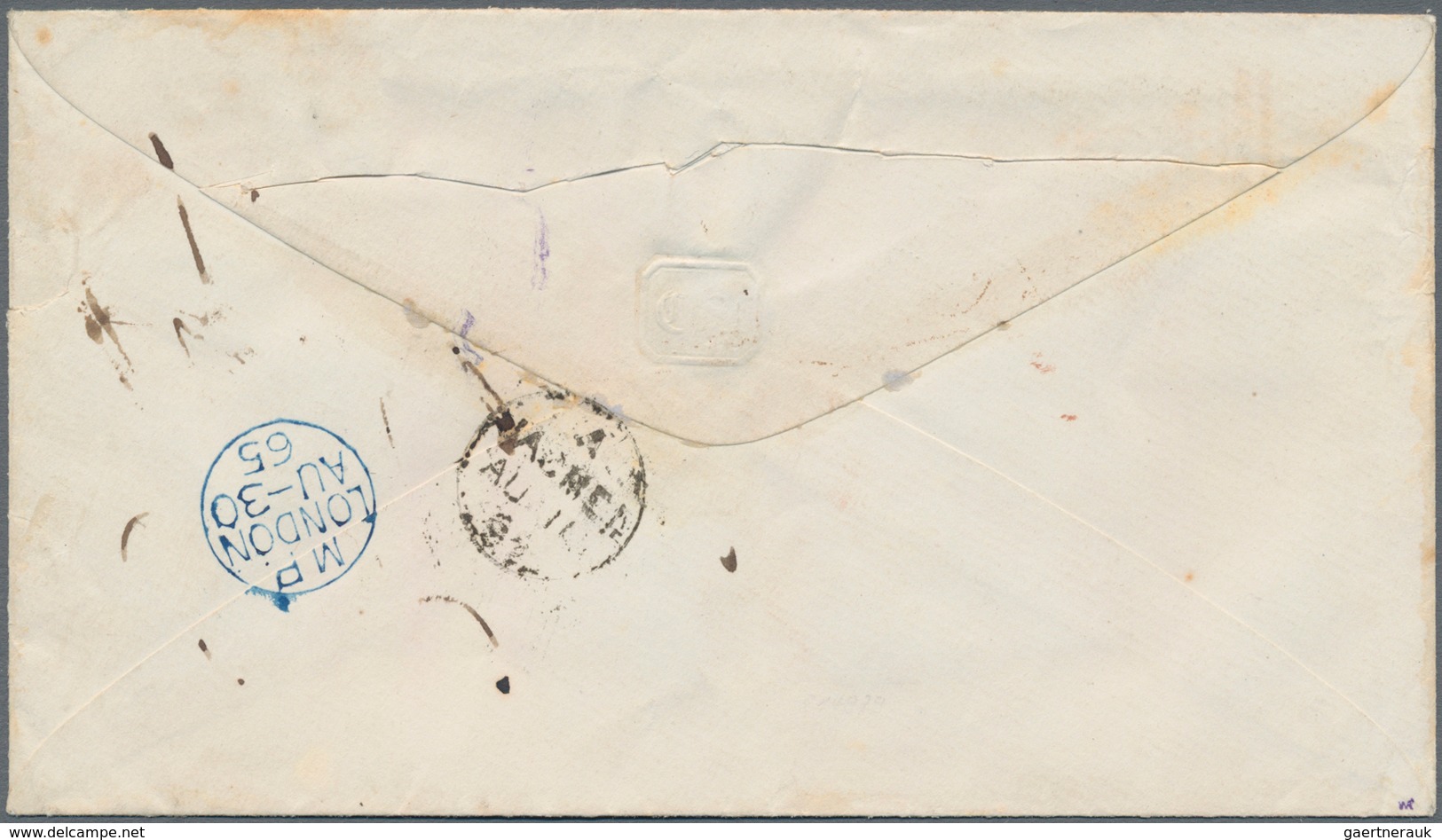 Haiti: 1865, Envelope With Rare Blue Cachet "BREMISCHES CONSULAT PORT AU PRINCE" And M/s "Pr. Packet - Haiti