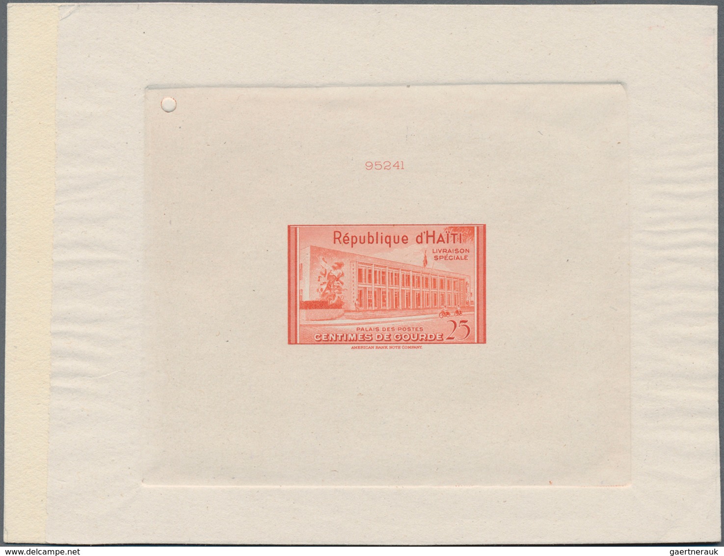 Haiti: 1953. Lot Of 3 Different Epreuves For The 25c Express Stamp Showing Main Post Office. - Haïti