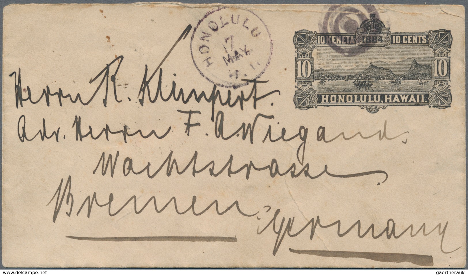 Hawaii - Ganzsachen: 1884, Stationery Envelope 10 C Black In Size 151/86 Mm Tied By Cds "HONOLULU H. - Hawaii