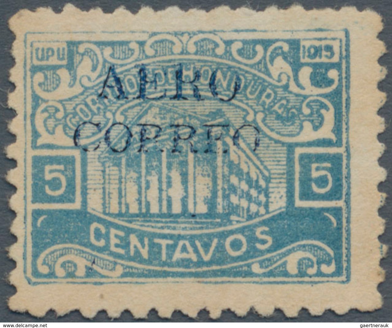 Honduras: 1925, Airmail Issue 5c. Pale Blue With BLUE Overprint ‚AERO / CORREO‘, Unused Without Gum - Honduras