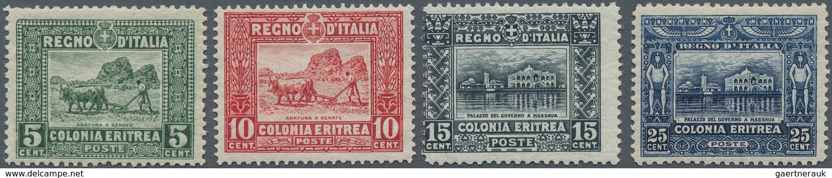 Italienisch-Eritrea: 1910/1914, Definitive Issue‚ Government Building And Plow‘ Complete Set With Sc - Eritrea