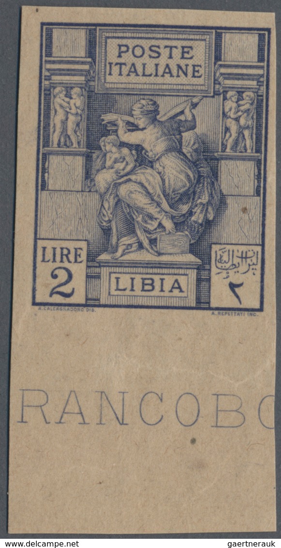 Italienisch-Libyen: 1924, Defintives "Sibilla Libica", 2l. Ultramarine, Bottom Marginal Imperforate - Libië