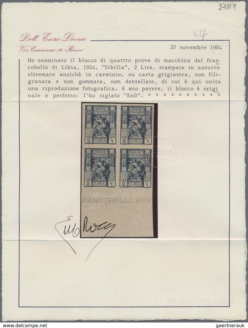 Italienisch-Libyen: 1924, Defintives "Sibilla Libica", 2l. Ultramarine, Bottom Marginal Imperforate - Libyen