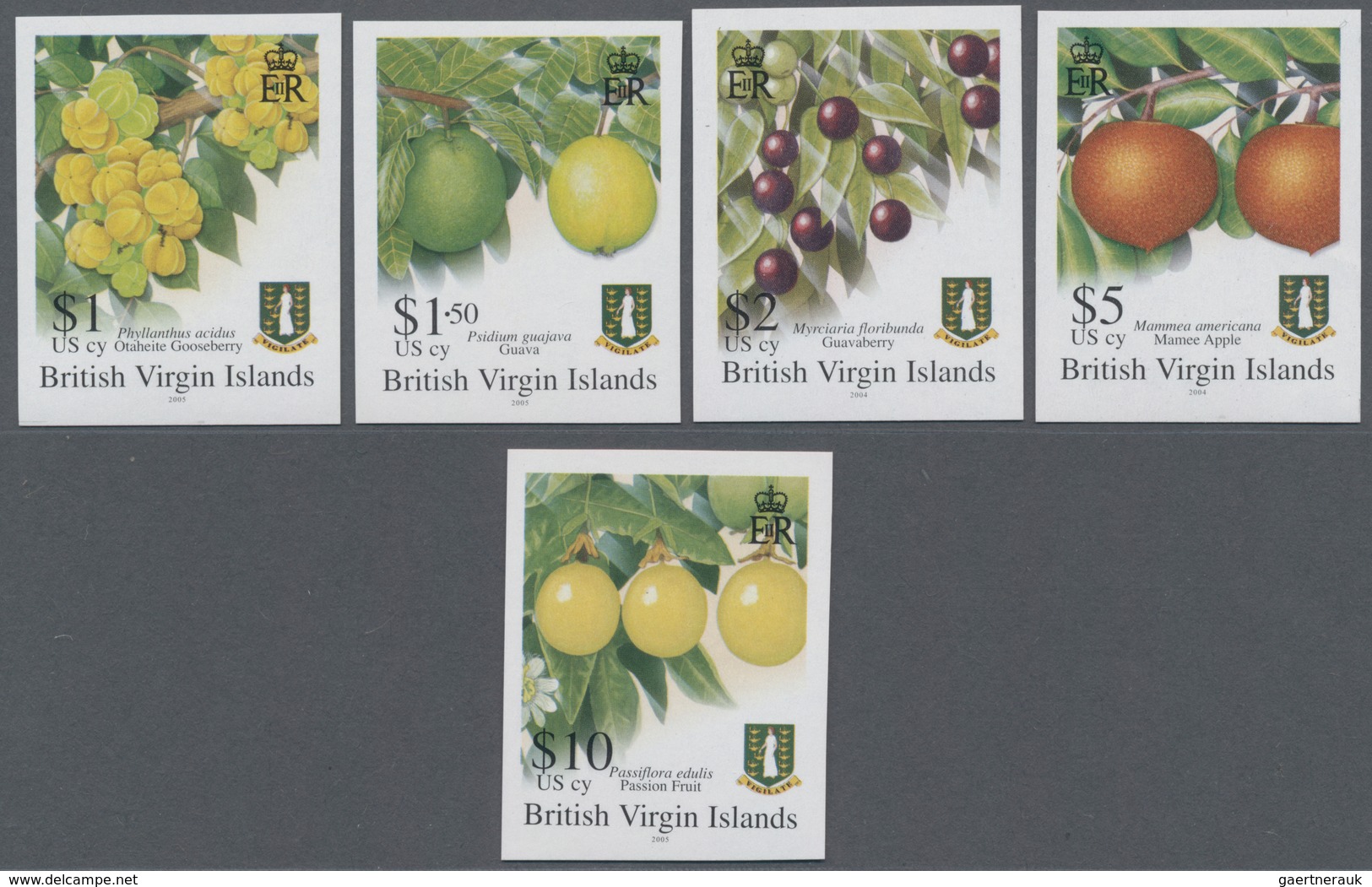 Jungferninseln / Virgin Islands: 2004/2007, Definitive Issue 'fruits' 13 Different IMPERFORATE Stamp - Britse Maagdeneilanden