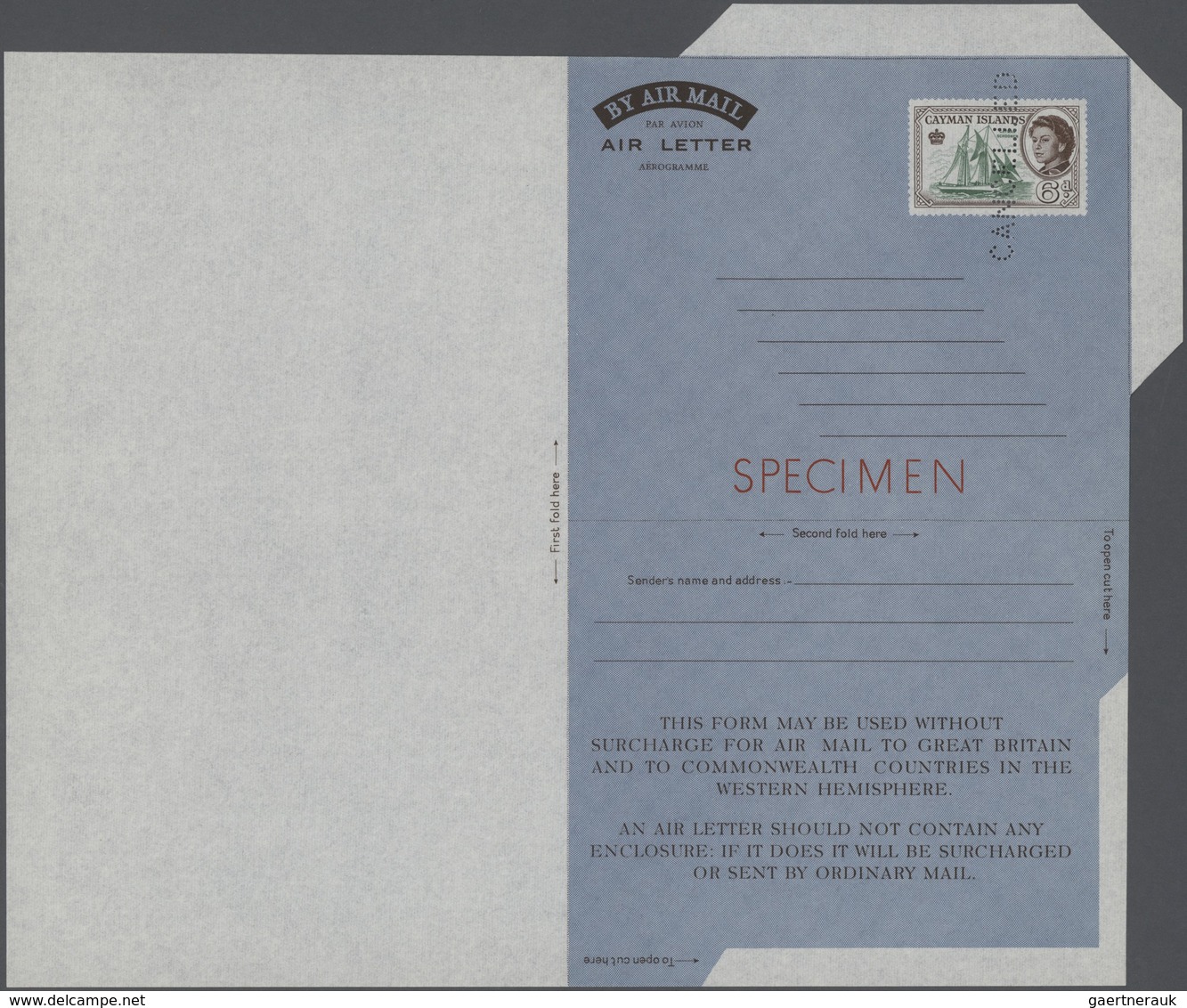 Kaiman-Inseln / Cayman Islands: 1955/1963, AEROGRAMMES: five different Air Letters 2½d, 6d (2) and 9