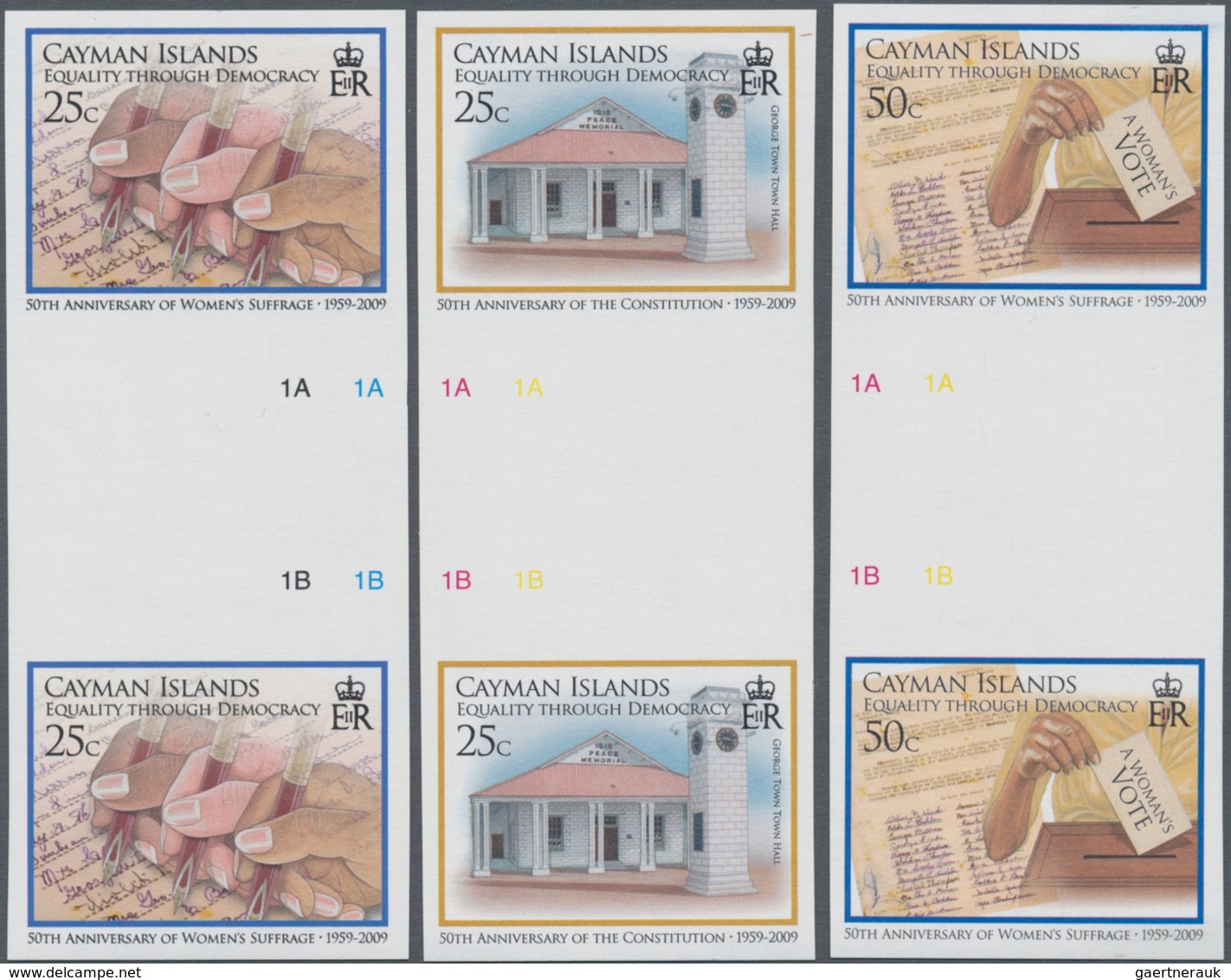 Kaiman-Inseln / Cayman Islands: 2009, Equality Through Democracy Complete Set Of Three In Vertical I - Kaaiman Eilanden