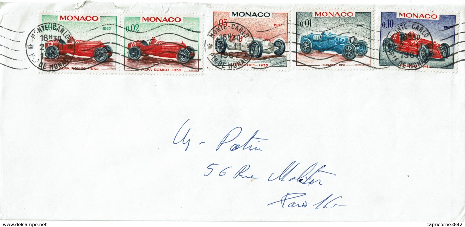 1967 - Monaco - 25e Grand Prix Automobile De Monaco - Tp N° 708 - 709 - 710 - 711 - Postmarks
