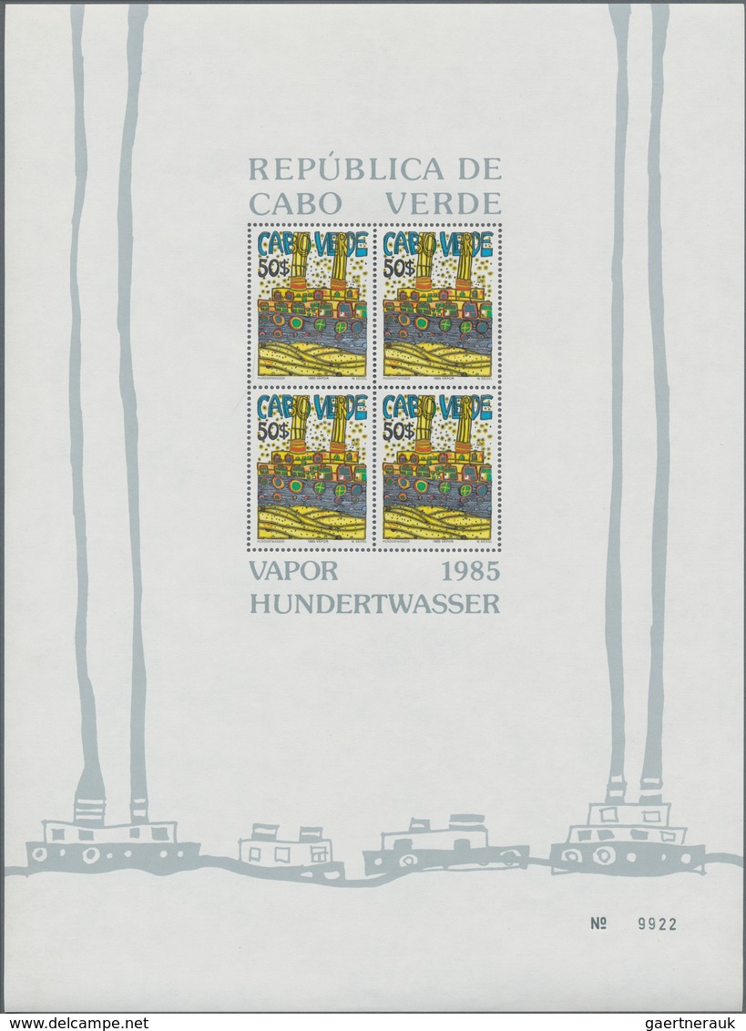 Kap Verde: 1985, Hundertwasser Souvenir Sheets, Mint Never Hinged (partly Some Fingerprints). Rare I - Cape Verde