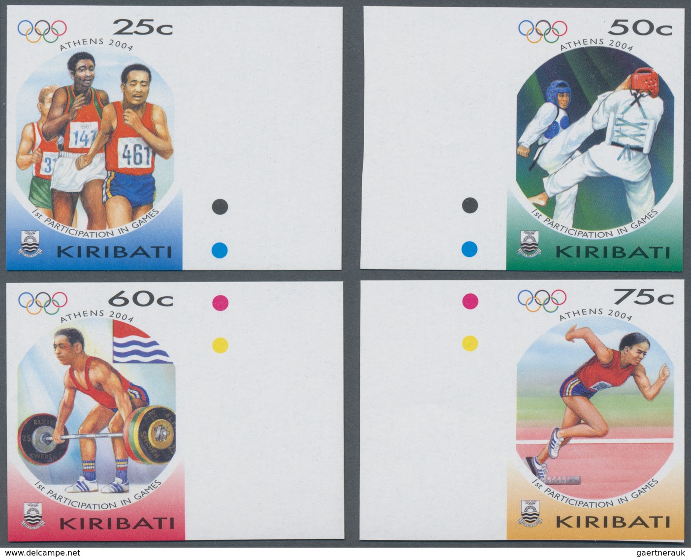 Kiribati (Gilbert-Inseln): 2004, Summer Olympics Athens Complete IMPERFORATE Set Of Four From Right - Kiribati (1979-...)