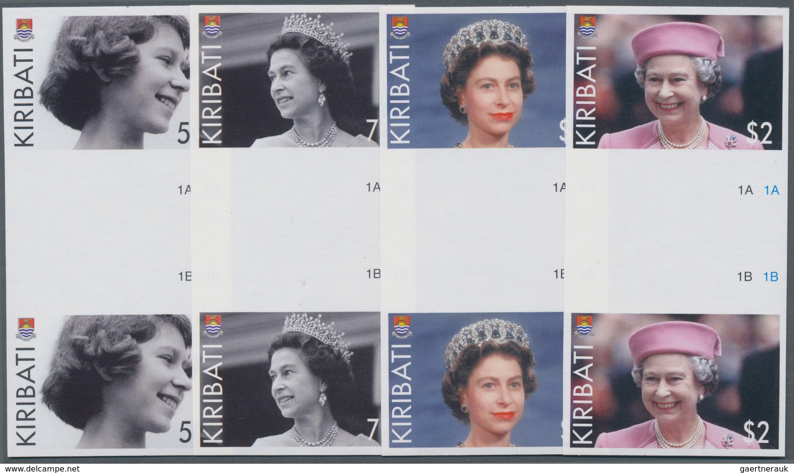 Kiribati (Gilbert-Inseln): 2006, 80th Birthday Of QEII Complete Set Of Four In Vertical IMPERFORATE - Kiribati (1979-...)