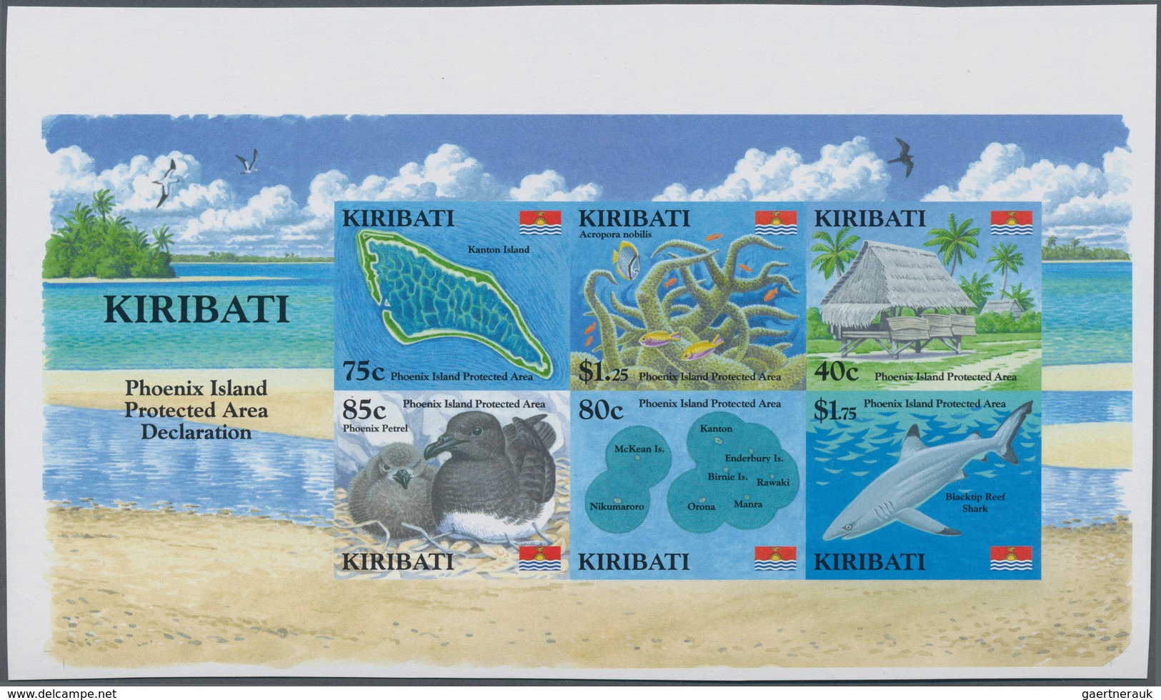 Kiribati (Gilbert-Inseln): 2008, Phoenix Island Protected Area IMPERFORATE Miniature Sheet (Map, Pho - Kiribati (1979-...)