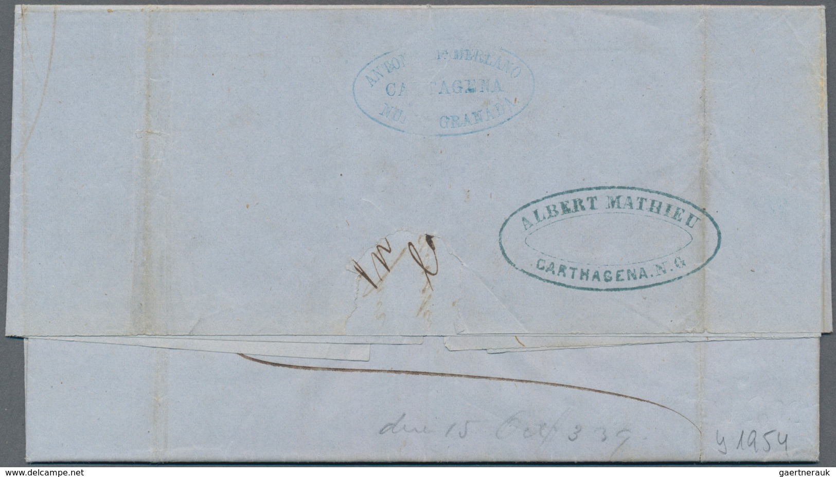Kolumbien: 1859, QUIBDO (State Canca) Complete Folded Letter To New York Forwardet By J.B. Mainero A - Colombia