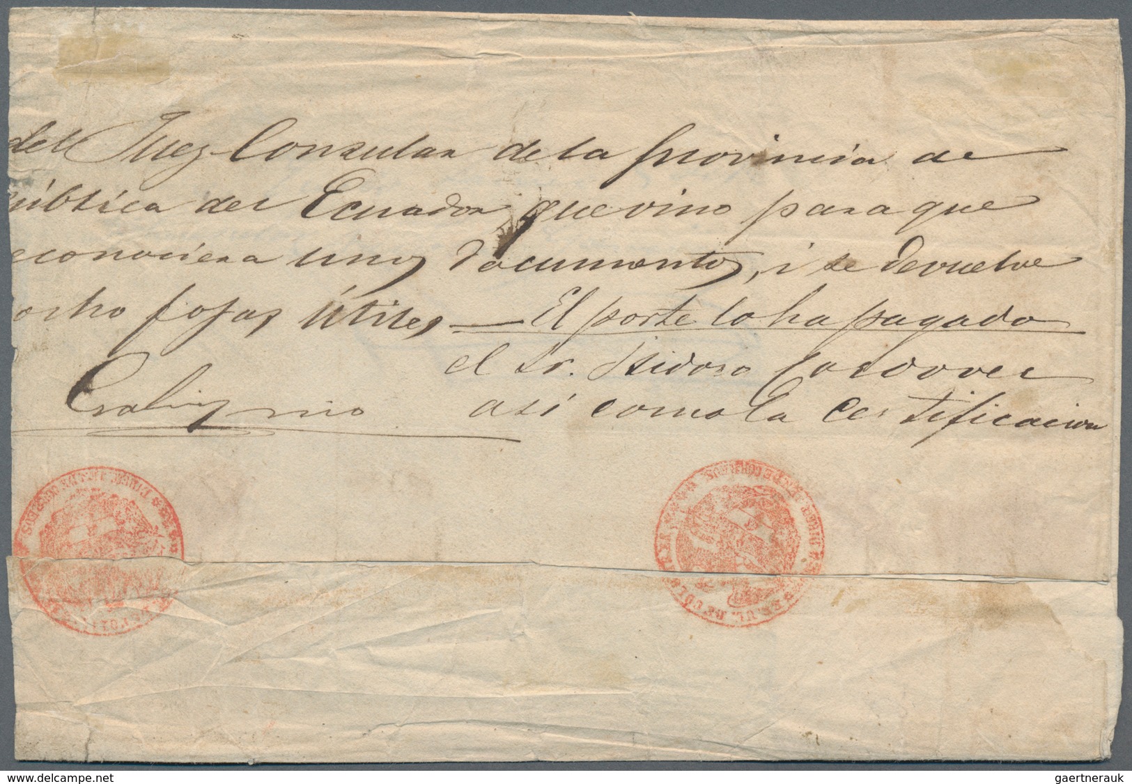 Kolumbien: 1865, 10c Violet Two Stripes Of Five On Letter From Bogota To Quito Cancelled With Oval P - Colombia