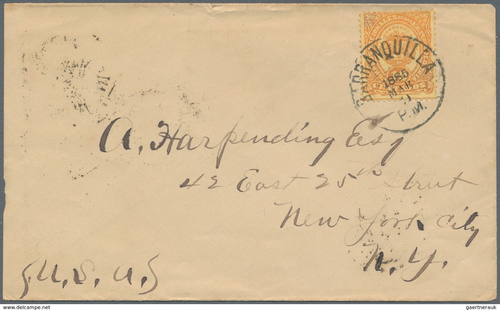 Kolumbien: 1884/1886, Group Of 4 Covers, Each With Single Franking 10 C Orange On Yellow "coat Of Ar - Kolumbien