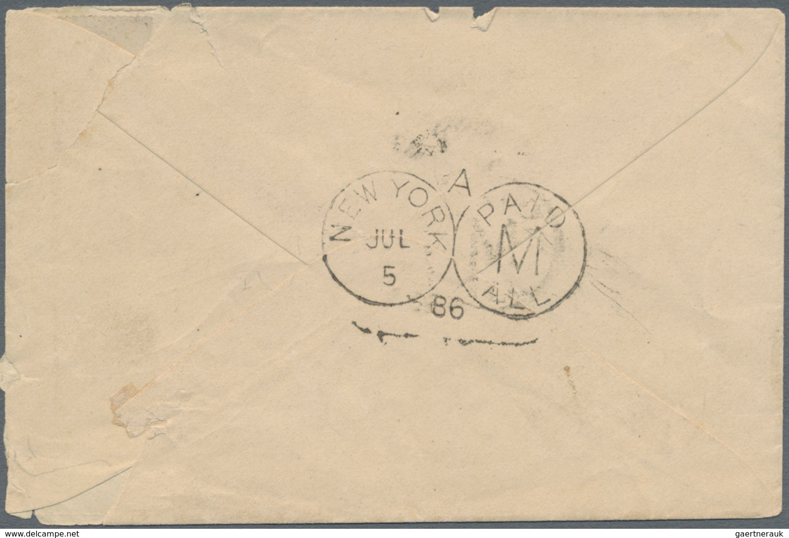 Kolumbien: 1884/1886, group of 4 covers, each with single franking 10 C orange on yellow "coat of ar