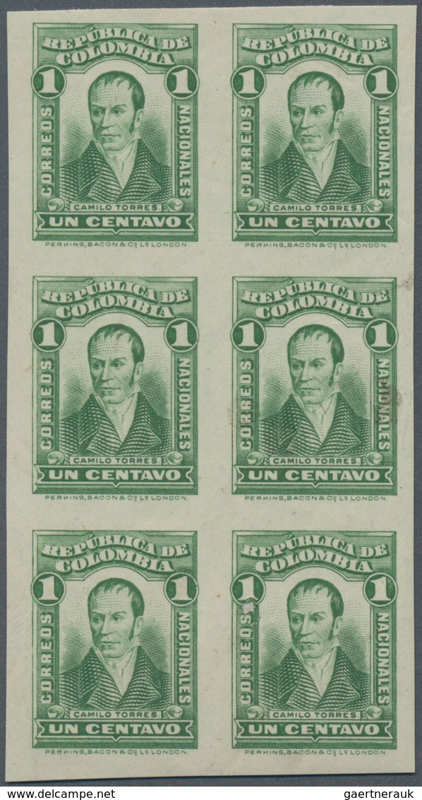 Kolumbien: 1917, 1 C Green Imperforated In Block Of Six Mint Never Hinged - Colombia