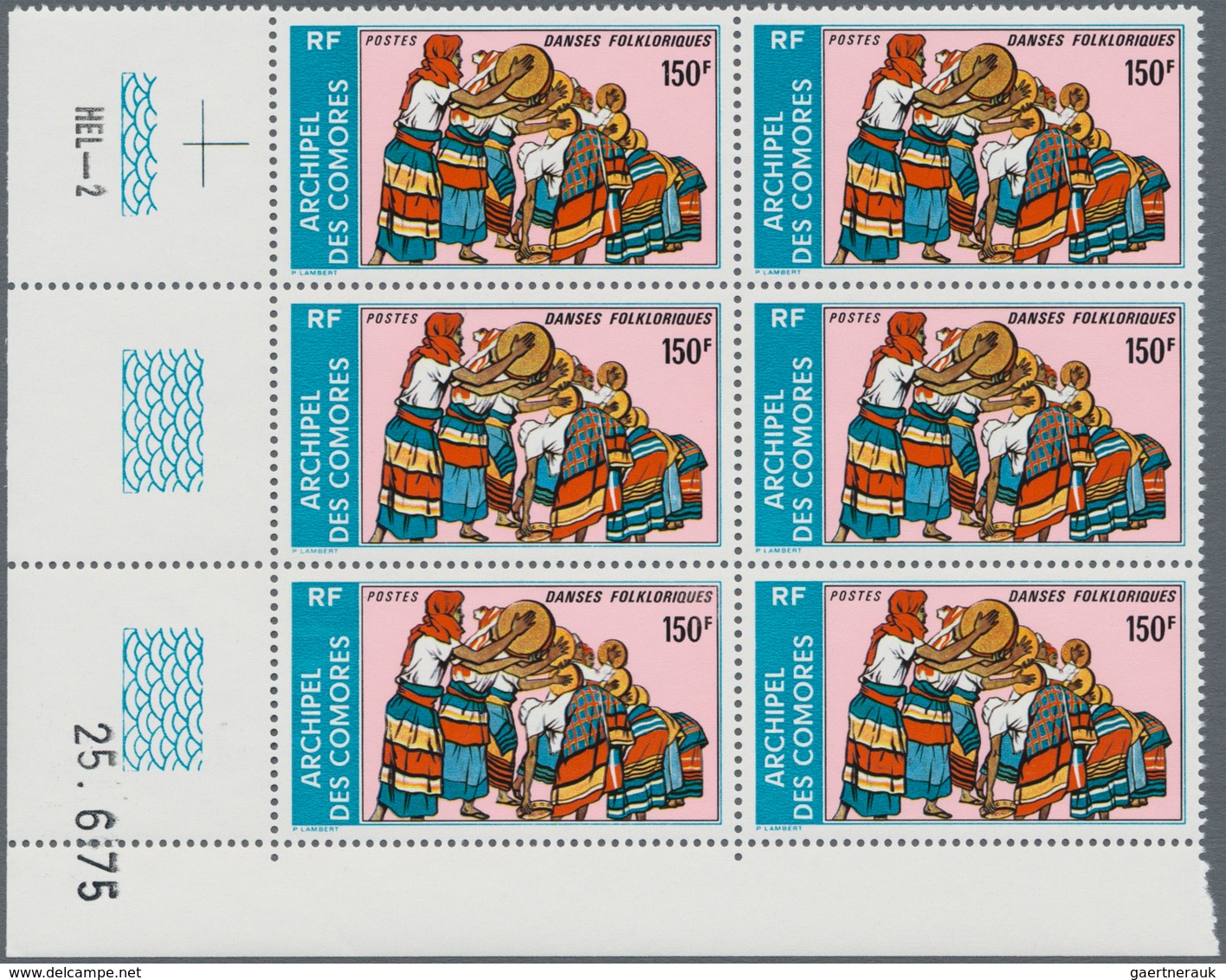 Komoren: 1975, Traditional Dances Complete Set Of Two In Blocks Of Six From Lower Left Corner With P - Comoren (1975-...)
