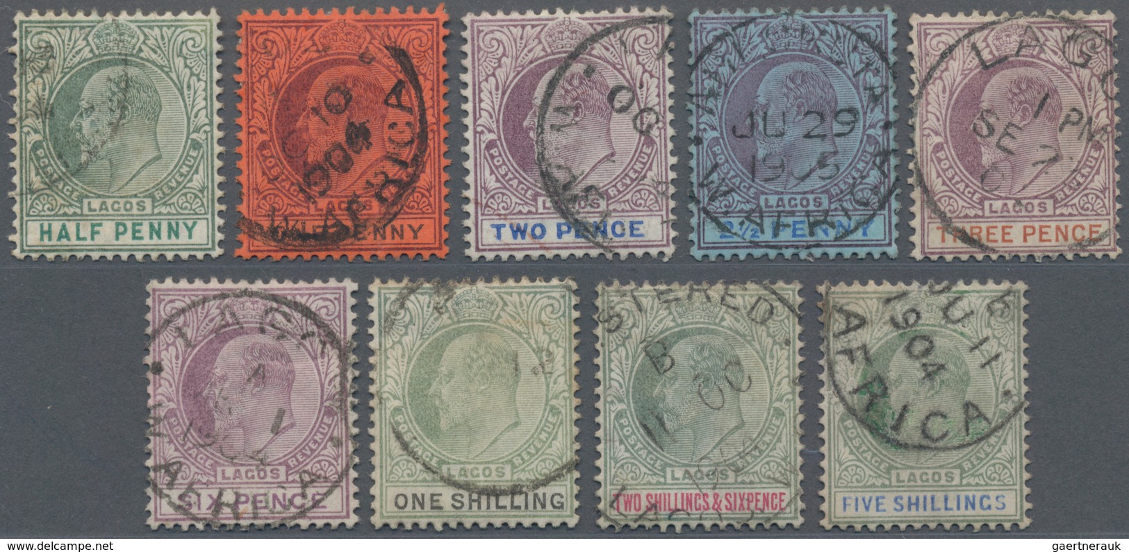 Lagos: 1904 KEVII. Short Set Of Nine Up To 5s., All Fine Used. (SG About £700) - Nigeria (...-1960)