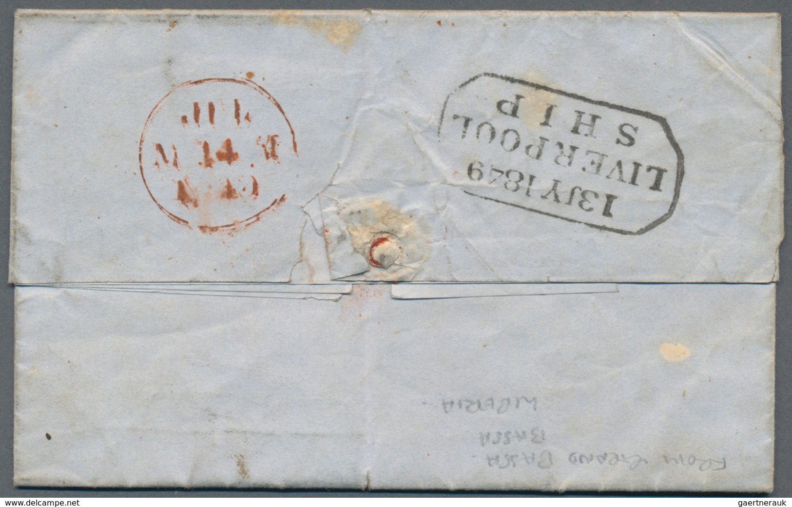 Liberia: 1849, Complete Folded Letter Written "Off The Coast Of Africa" By An Grand Bassa Inhabitant - Liberia