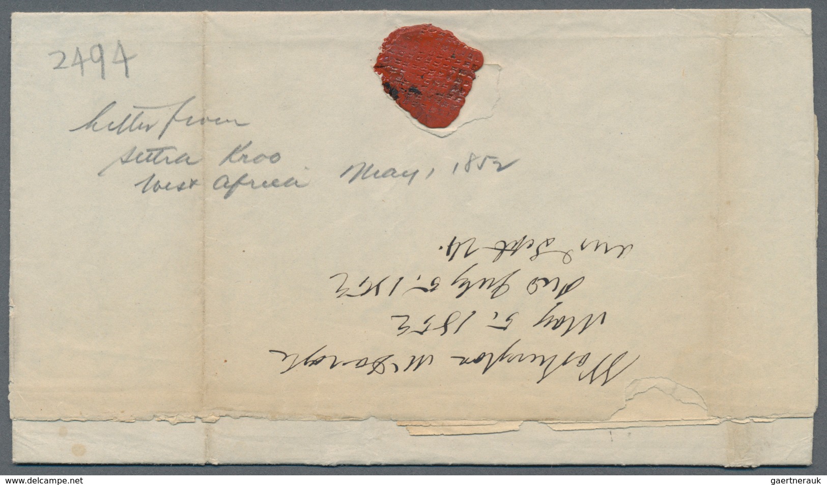 Liberia: 1851/1852, Two Complete Letters Written By "Mission Haouse Settra Kroo" Sent Via Baltimore, - Liberia